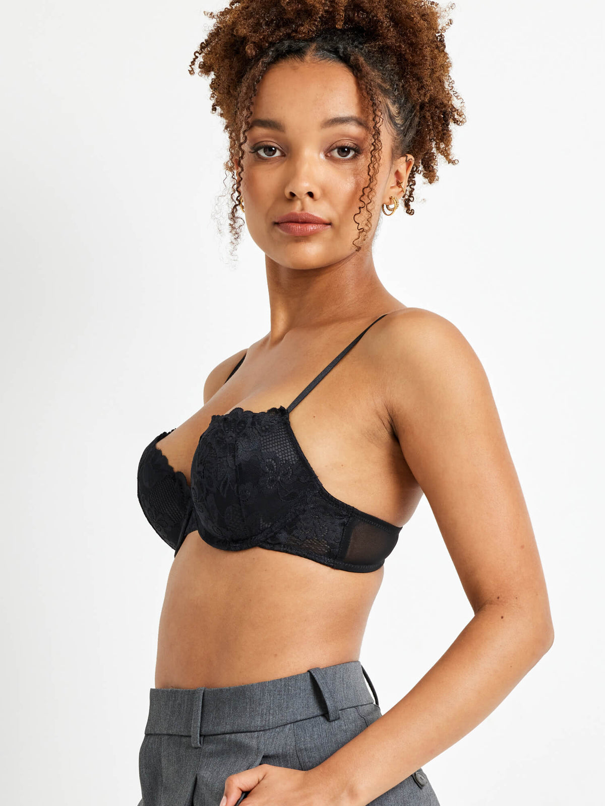 Brazilian Lace Black Push Up Bra - Kayser Lingerie