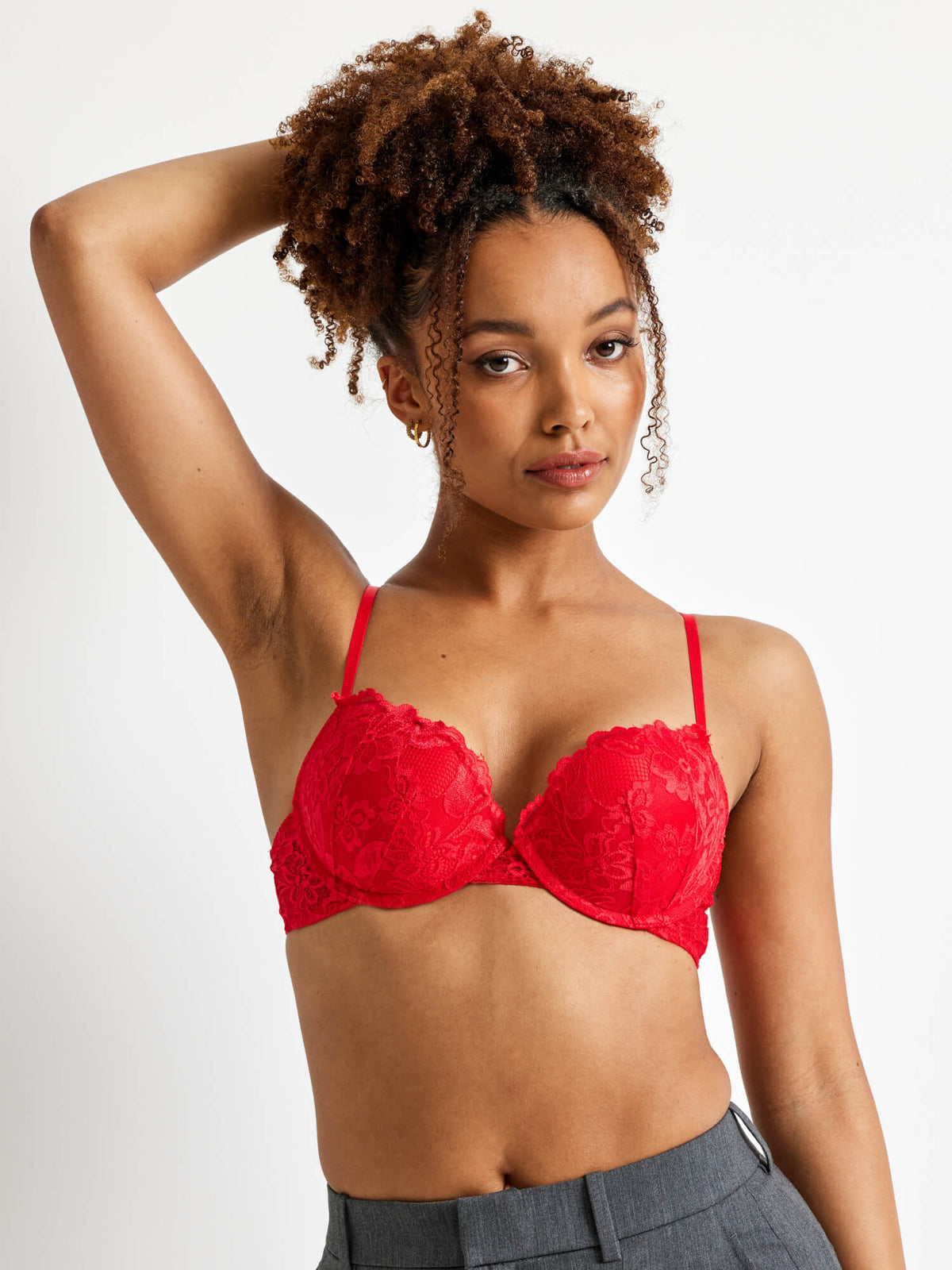 Hushh Super Sexy Red Geo Lace Push Up Bra