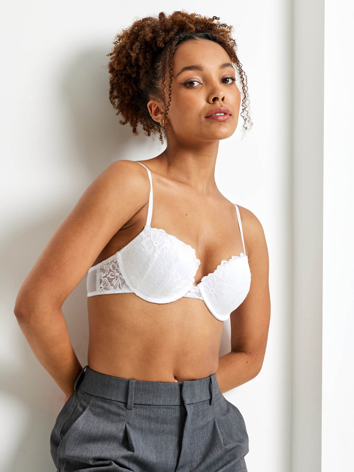 Lace push-up bra - White - Ladies