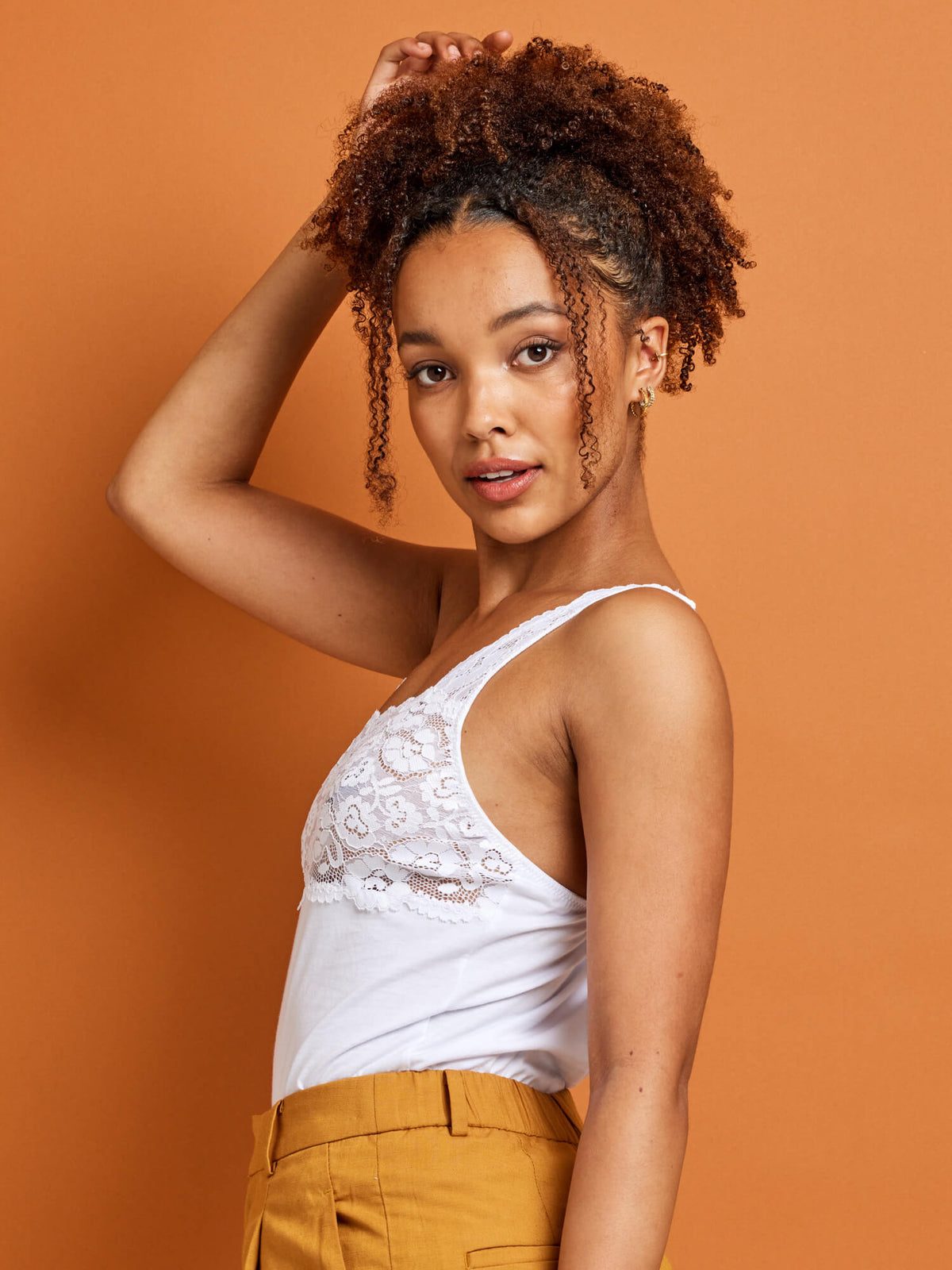 Kayser Perfects Cotton &amp; Lace Camisole in White by Kayser Lingerie