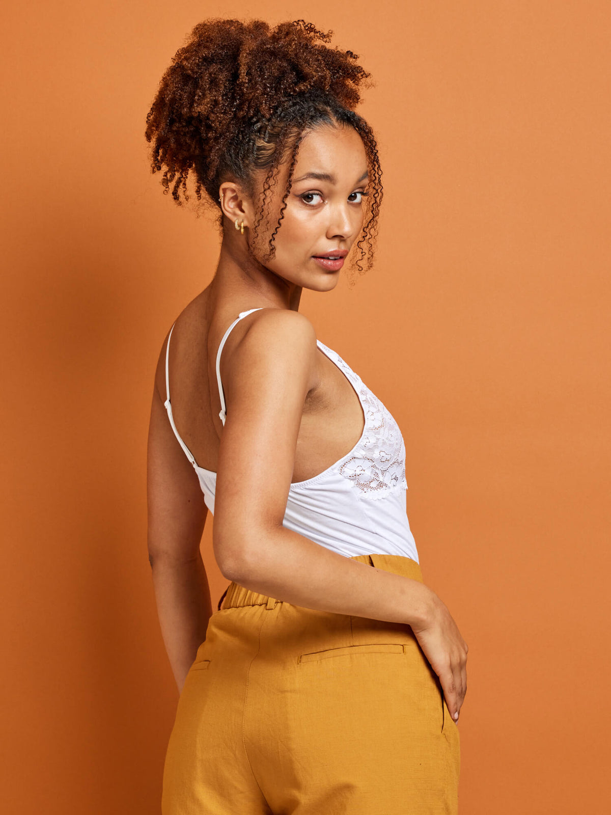 Kayser Perfects Cotton &amp; Lace Camisole in White by Kayser Lingerie