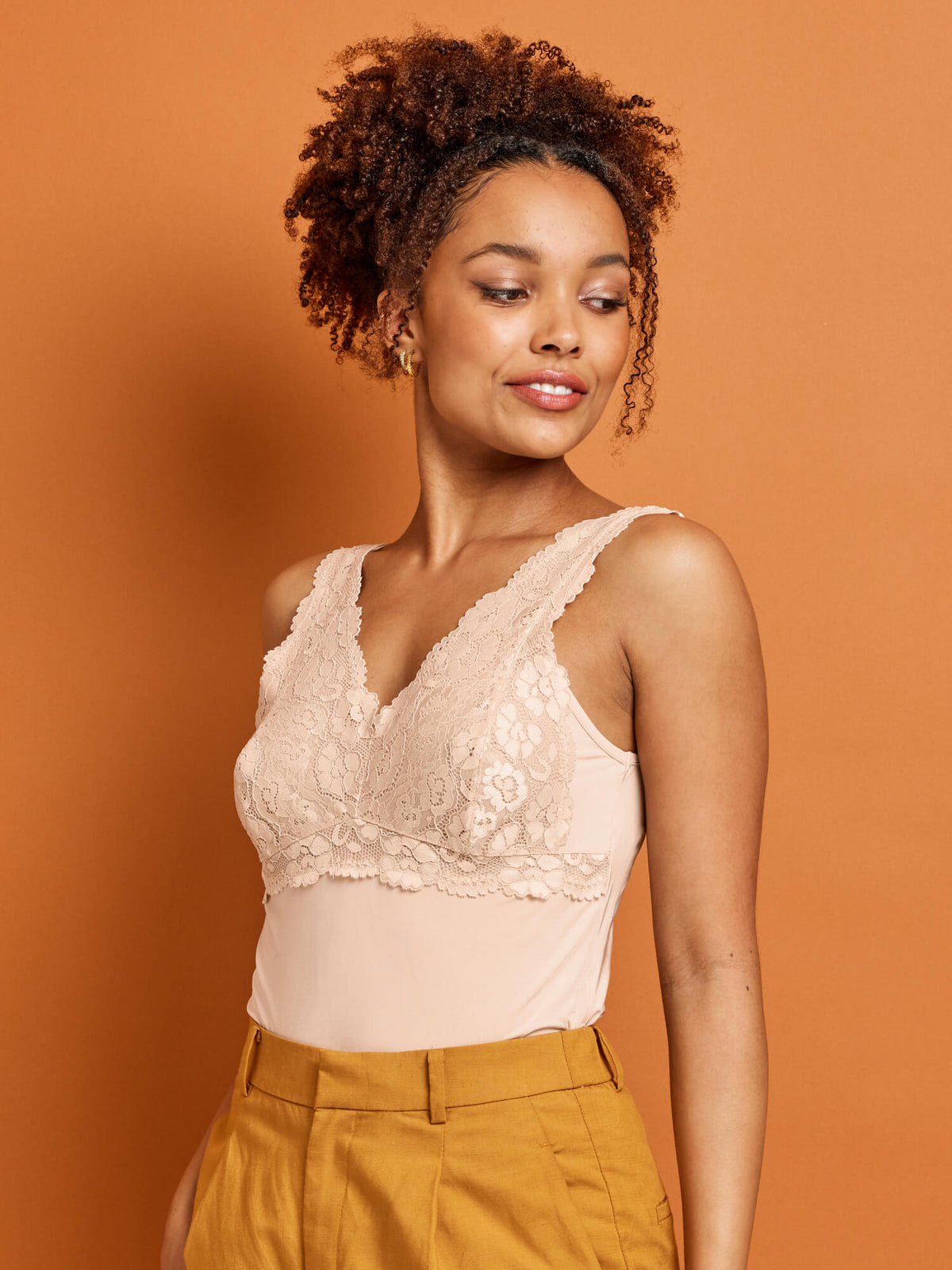 Helen Micro & Lace Camisole Top in Nude - Kayser Lingerie