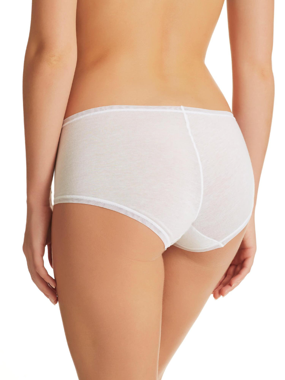 Close up back of Pure Cotton Boyleg Underwear in White