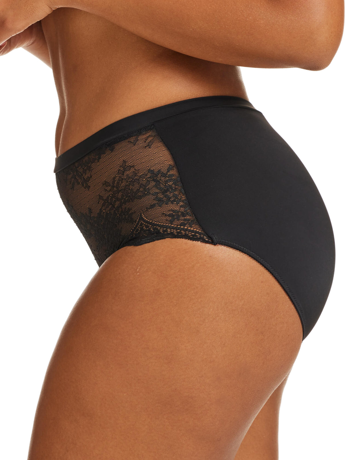 Recycled Microfibre &amp; Lace Full Brief in Black by Kayser Lingerie