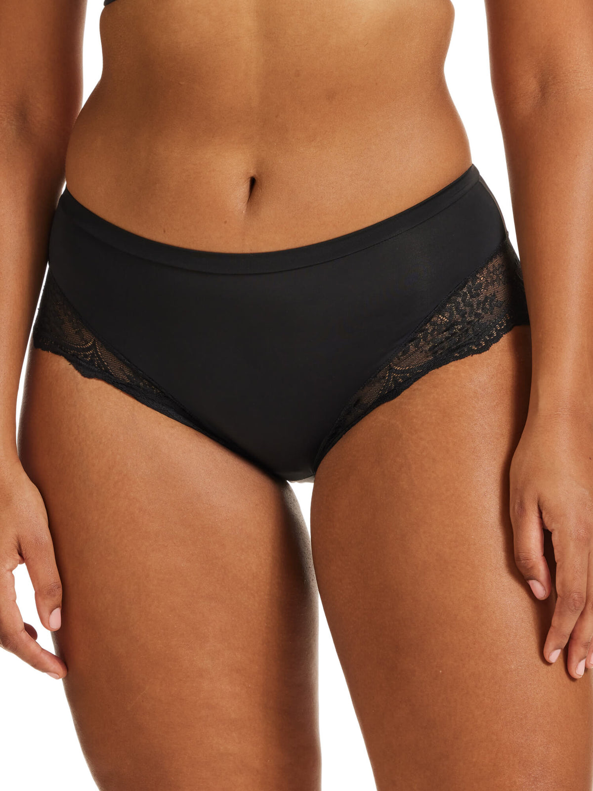 Recycled Microfibre &amp; Recycled Lace Mid Rise Brief