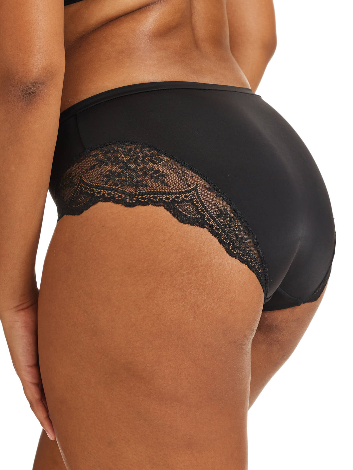 Recycled Microfibre & Lace Mid Rise Brief in Black - Kayser Lingerie