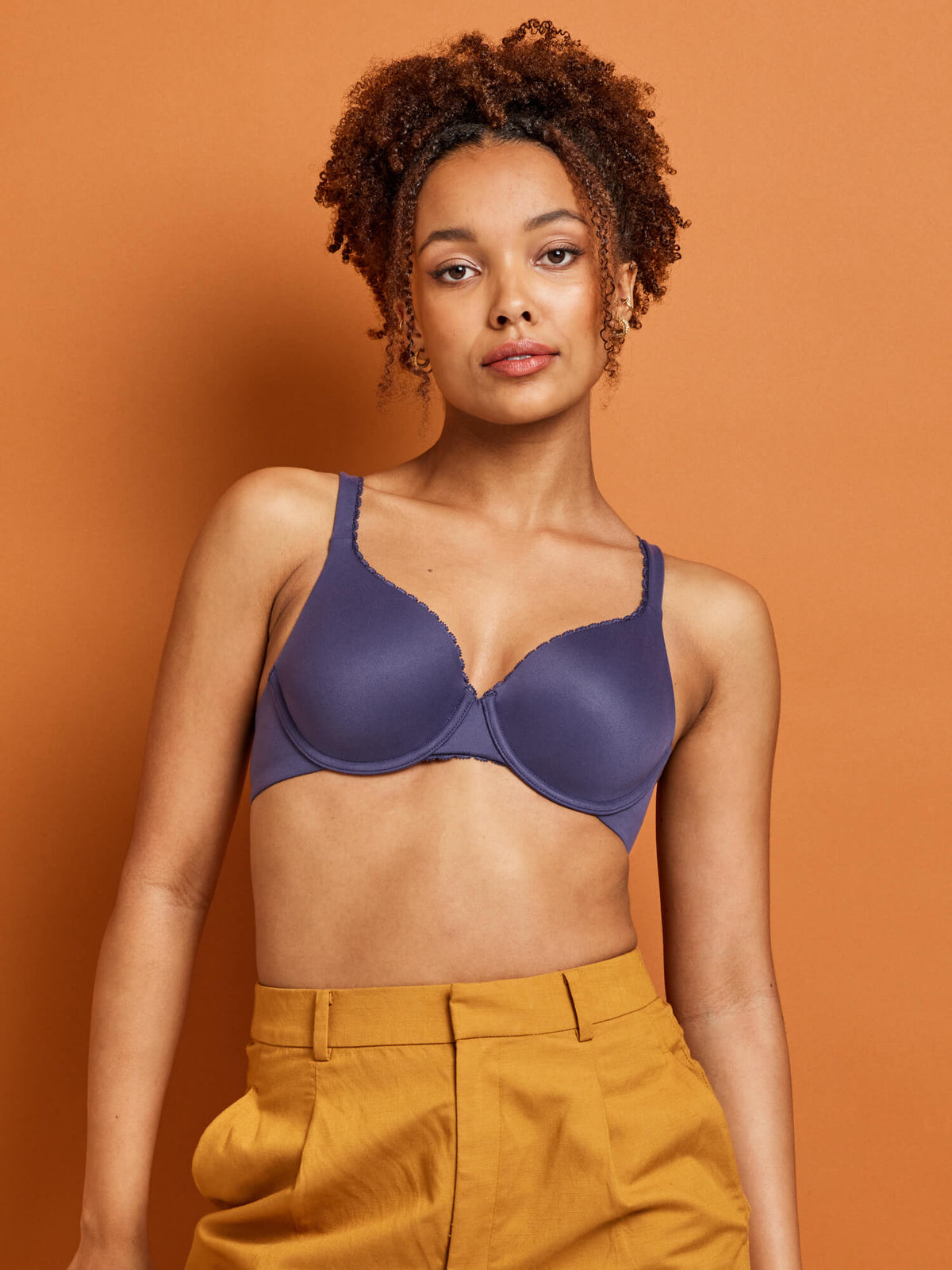 Comfort Lace Trim T-Shirt Bra in Charcoal