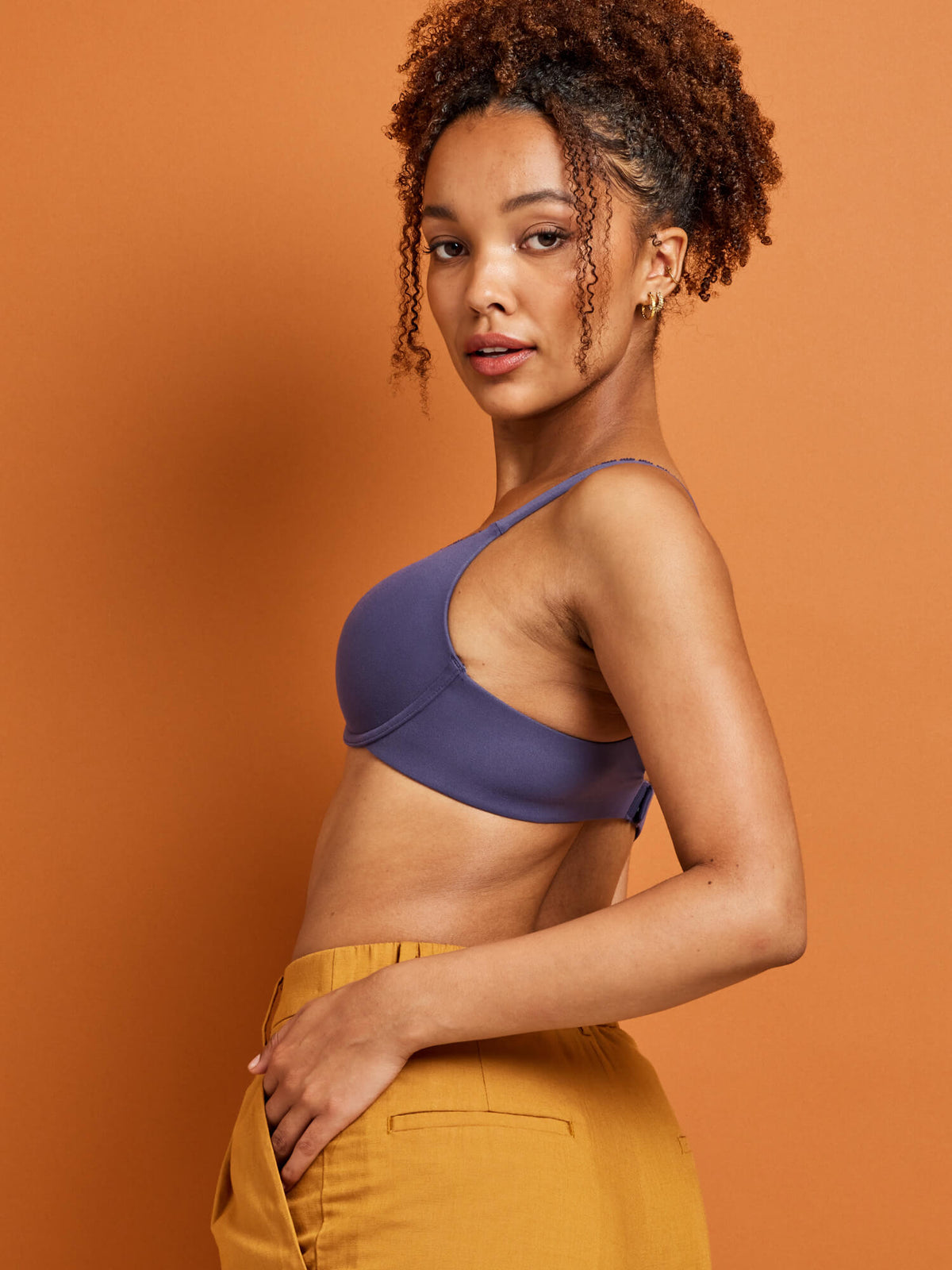 Comfort Lace Trim T-Shirt Bra in Charcoal by Kayser Lingerie